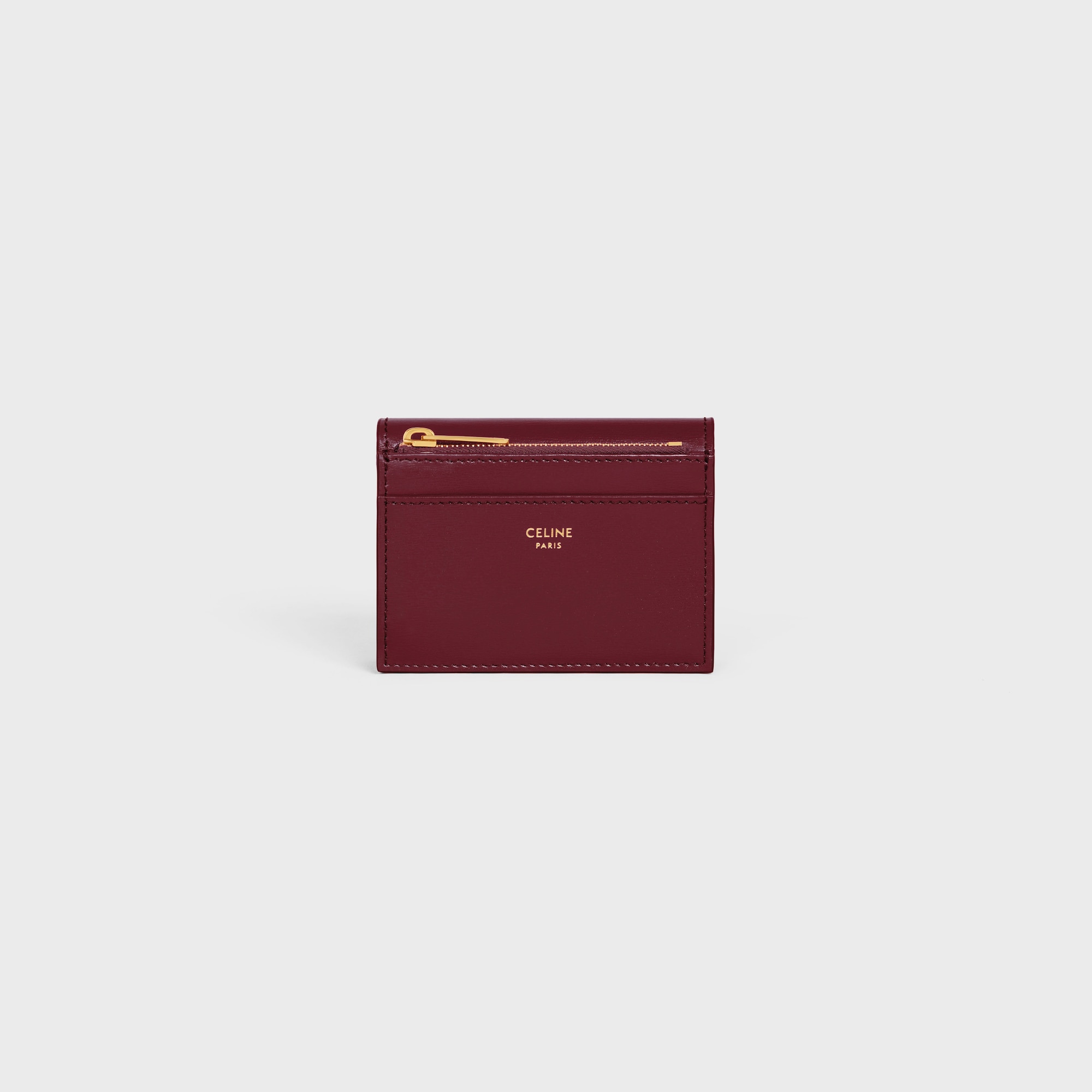 COMPACT WALLET WITH COIN TRIOMPHE IN SHINY CALFSKIN LIGHT BURGUNDY - Image 3